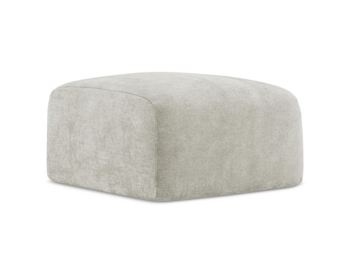 POUF Chenille Stoff Creme - Perlmutt/Schwarz, Holzwerkstoff/Kunststoff (65/40/65cm) - Makamii