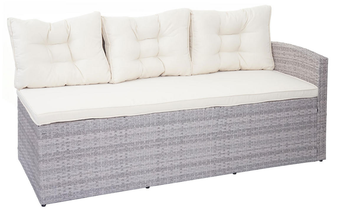 POLY-RATTAN-GARNITUR Hellgrau - Hellgrau, Kunststoff - MCW