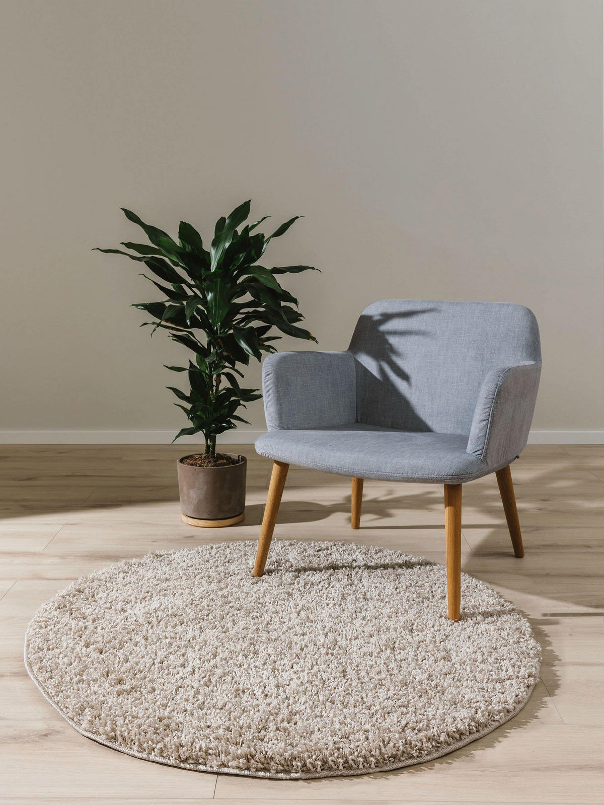 HOCHFLORTEPPICH Soho Beige ø 80 cm rund - Beige, Kunststoff (80/80cm) - benuta