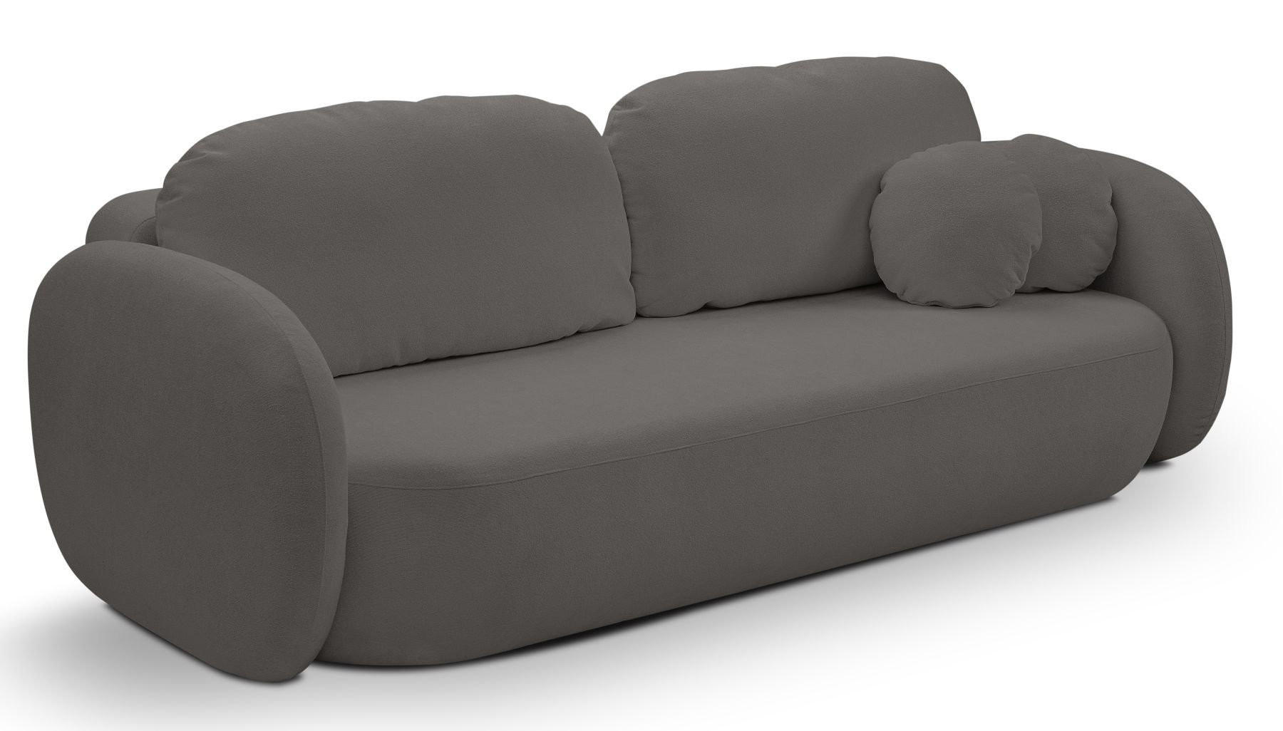 SCHLAFSOFA LIO, Sofa mit Schlaffunktion und Bettkasten, Farbe: Grau, Velourstoff - Grau, Textil (238/86/101cm) - Sepro Meble