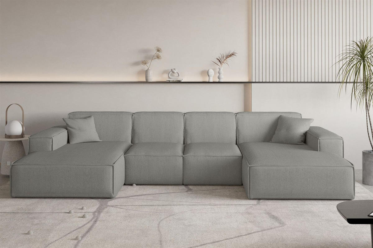 WOHNLANDSCHAFT Celes Premium Xs Scala - Grau, Holzwerkstoff/Textil (342/73/165cm) - Fun Möbel
