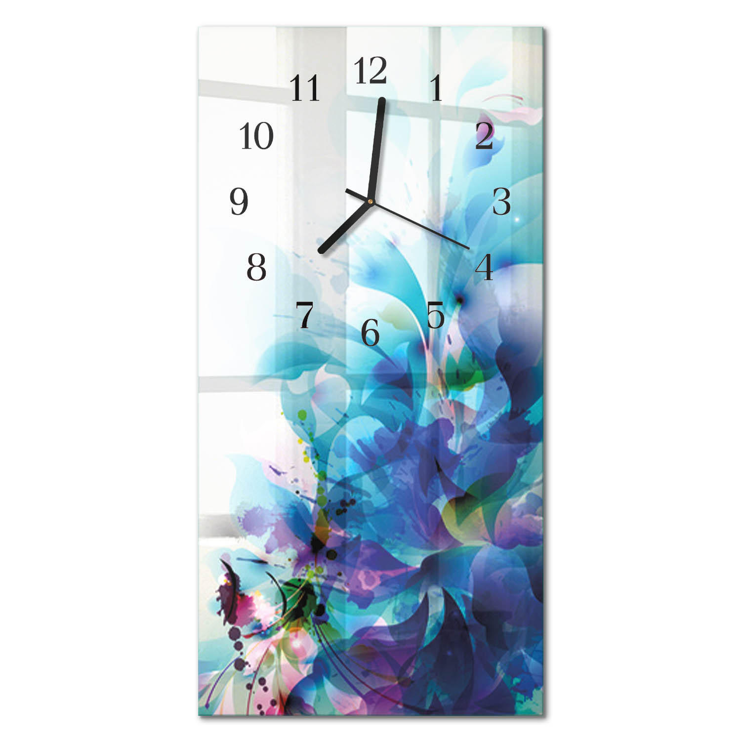 WANDUHR 60x30 cm - Rose - Blau, Glas (30/60/0.4cm) - TULUP