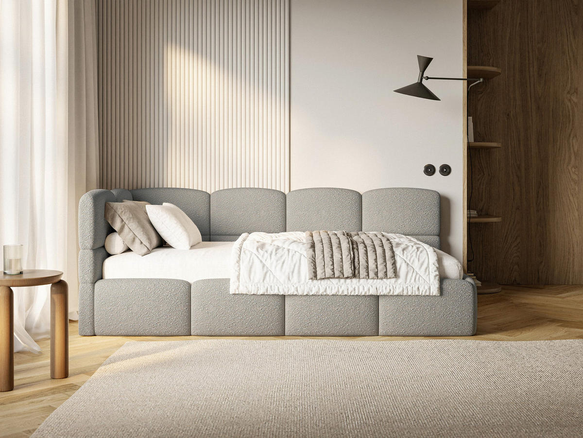 JUGENDBETT Cloudy Grau 120 cm, Bouclé - Schwarz/Grau, Kunststoff/Textil (120/200cm) - Selsey