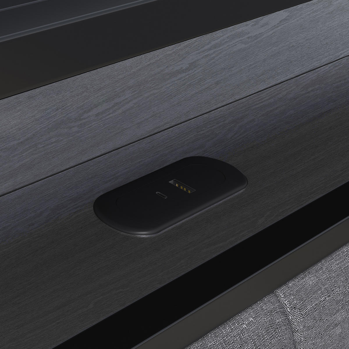 POLSTERBETT 140x190 cm LED Bettkasten USB Steckdose grau - Grau, Holz (140/190cm) - LEBENLANG