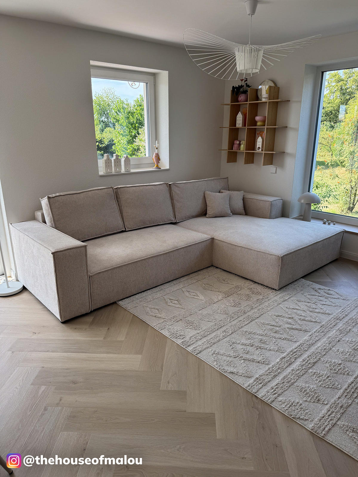 ECKSOFA mit Schlaffunktion - Longchair - Beige/Schwarz, Kunststoff/Textil (294/185cm) - home24