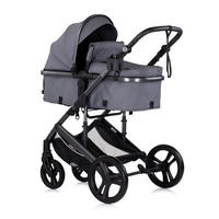 KOMBIKINDERWAGEN Amore 3 in 1 grau gemustert Babyschale Adapter Wickeltasche Fußabdeckung - Dunkelgrau, Metall (95/63/105cm) - Chipolino