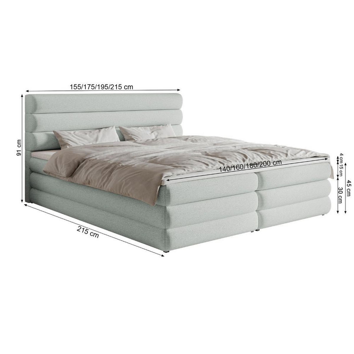 BOXBETT Alegre Hellbeige Chenille 180/200 cm - Beige/Schwarz, Kunststoff/Textil (180/200cm) - Selsey