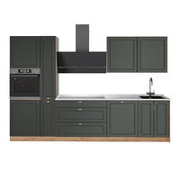 KÜCHENZEILE Fame-Line, Grün-Gold Landhaus/Goldkraft Eiche, 310 cm, AP Marmor - Honigeiche/Grün, Holzwerkstoff (310/206.8/60cm) - Vicco