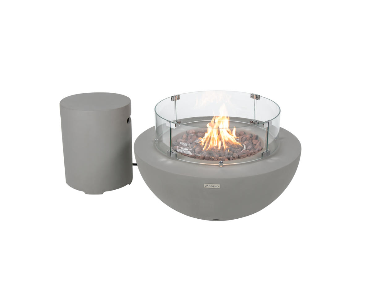 FEUERTISCH Roca Gasfeuerstelle aus GF-Beton 87/87/37 cm - Hellgrau, Naturmaterialien/Stein (87/37/87cm) - Elementi