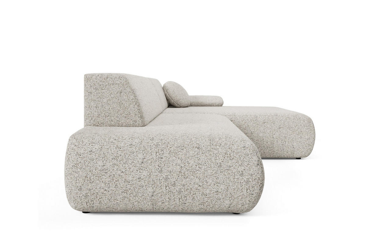 ECKSOFA DELTA R-S Beige Geflochtener Stoff mit Schlaffunktion - Beige, Holz (286/173.5cm) - MASSENO