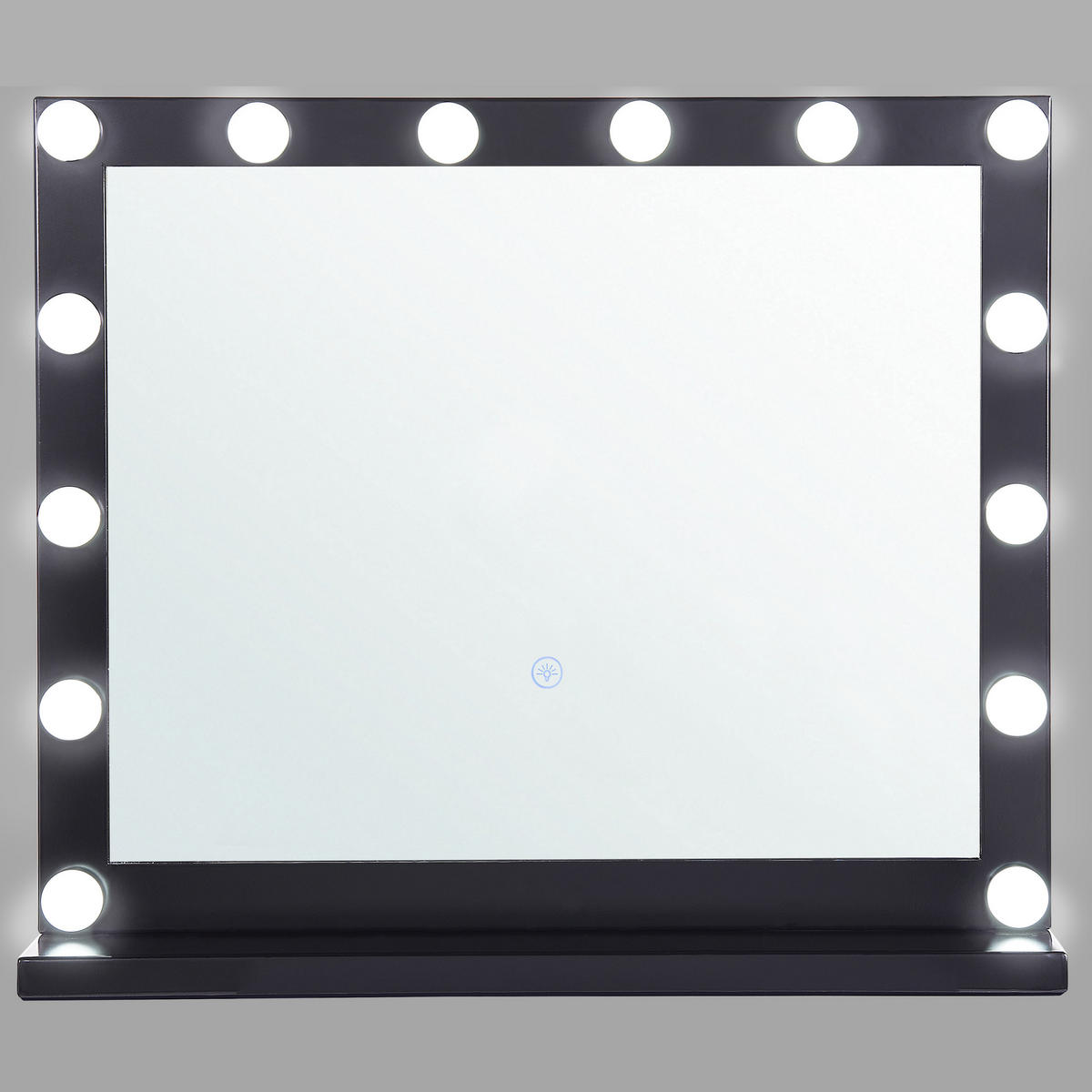 BADSPIEGEL mit LED-Beleuchtung schwarz rechteckig 50/60 cm Beauvoir - Schwarz, Metall (60/50/2cm) - Beliani