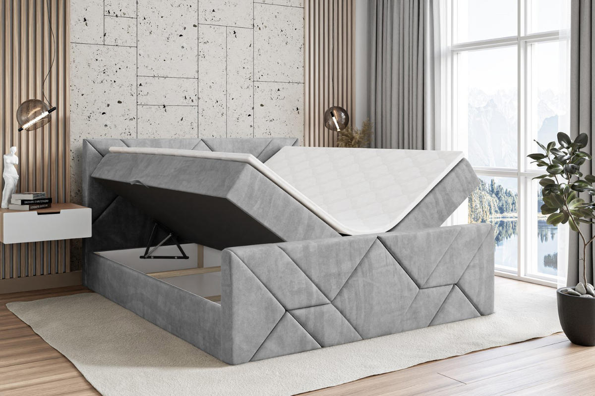 BOXBETT BARWA-Z - 140x200 cm - H4 - Hellgrau - Hellgrau, Holzwerkstoff (140/200cm) - ALTDECOR