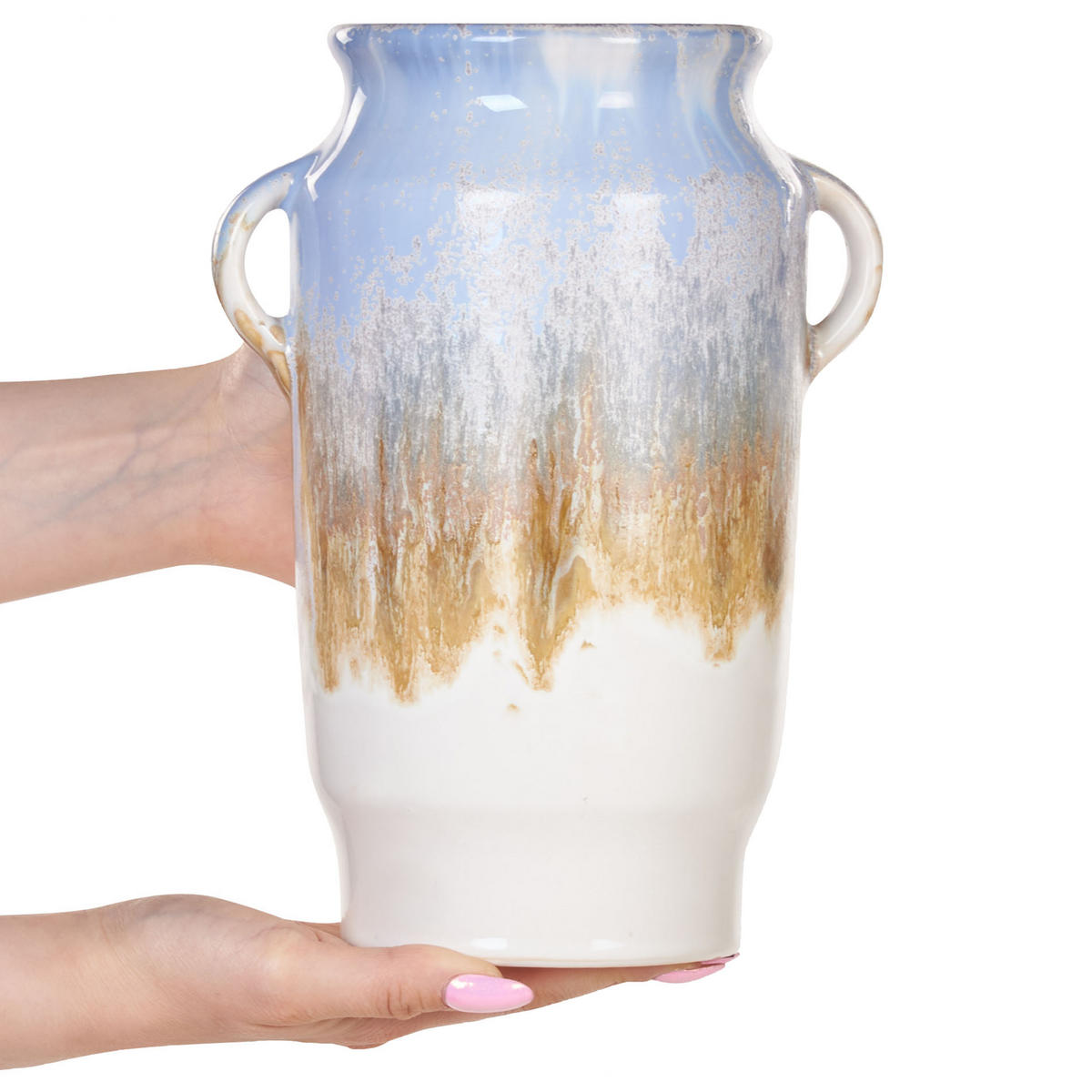 BLUMENVASE Steinzeug blau Gerrha - Blau, Stein (25cm) - Beliani