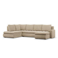 U-SOFA MIT SCHLAFFUNKTION FORESTA, Cord - Beige - Beige, Textil (300/89/200cm)