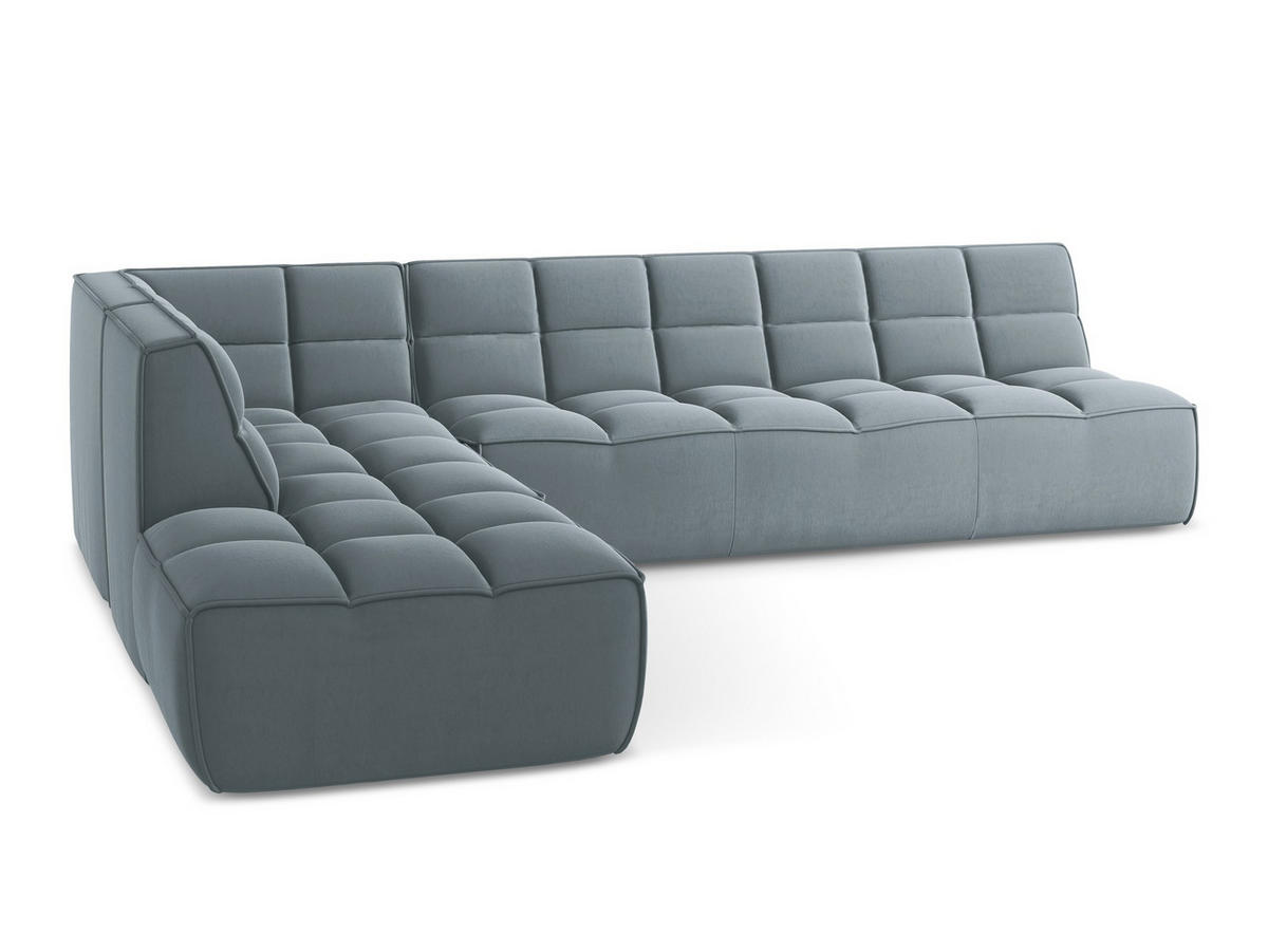 ECKSOFA Beidseitig Samt Stoff Blau - Blau/Schwarz, Kunststoff/Textil (308/258cm) - Makamii