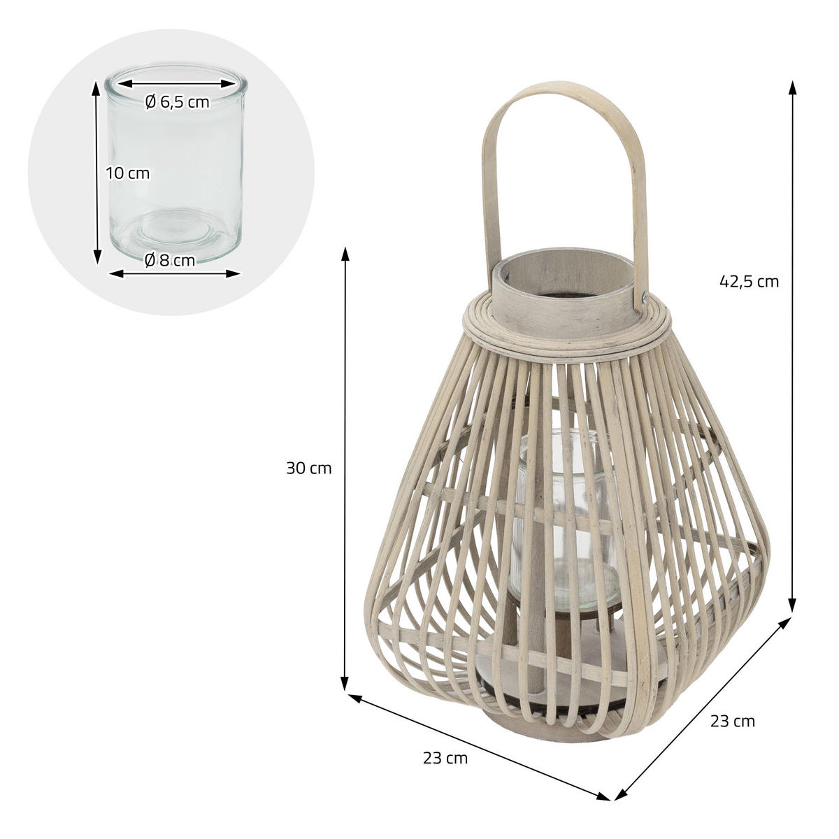 BAMBUSOVÁ LAMPION V: 42,5 cm, dřevěná barva, styl boho - přírodní, dřevo (23/42.5/23cm) - ECD-Germany