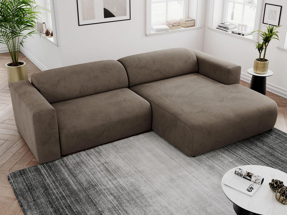 ECKSOFA PASADENA Braun Velvet - Rechts Seite - Schwarz/Braun, Kunststoff/Textil (180/288cm) - MKS