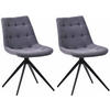 DREHSTUHL 2er Set Stoff Dunkelgrau - Dunkelgrau/Schwarz, Textil/Metall (48/82/56cm) - CLP