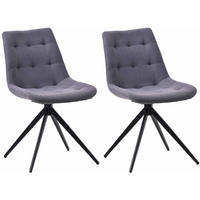 DREHSTUHL 2er Set Stoff Dunkelgrau - Dunkelgrau/Schwarz, Textil/Metall (48/82/56cm) - CLP