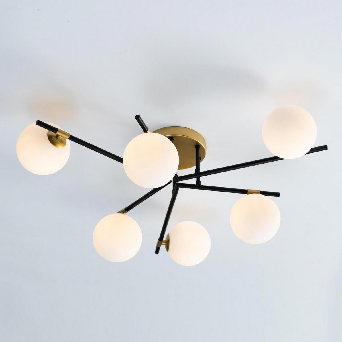 DECKENLEUCHTE Mattina, Schwarz und gold, 25.5cm - Goldfarben, Glas (25/76/25.5cm) - KOSILUM