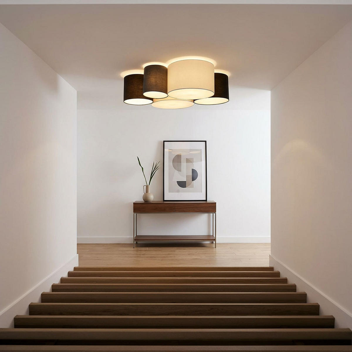 DECKENLEUCHTE Metall Textil Schwarz - Schwarz, Metall (90/76/26cm) - Globo Lighting