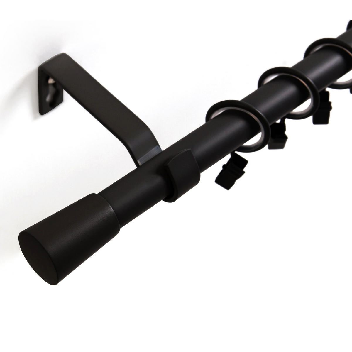 GARDINENSTANGE 1-lauf Kegel - Schwarz, Metall (140cm) - Deco-Raum