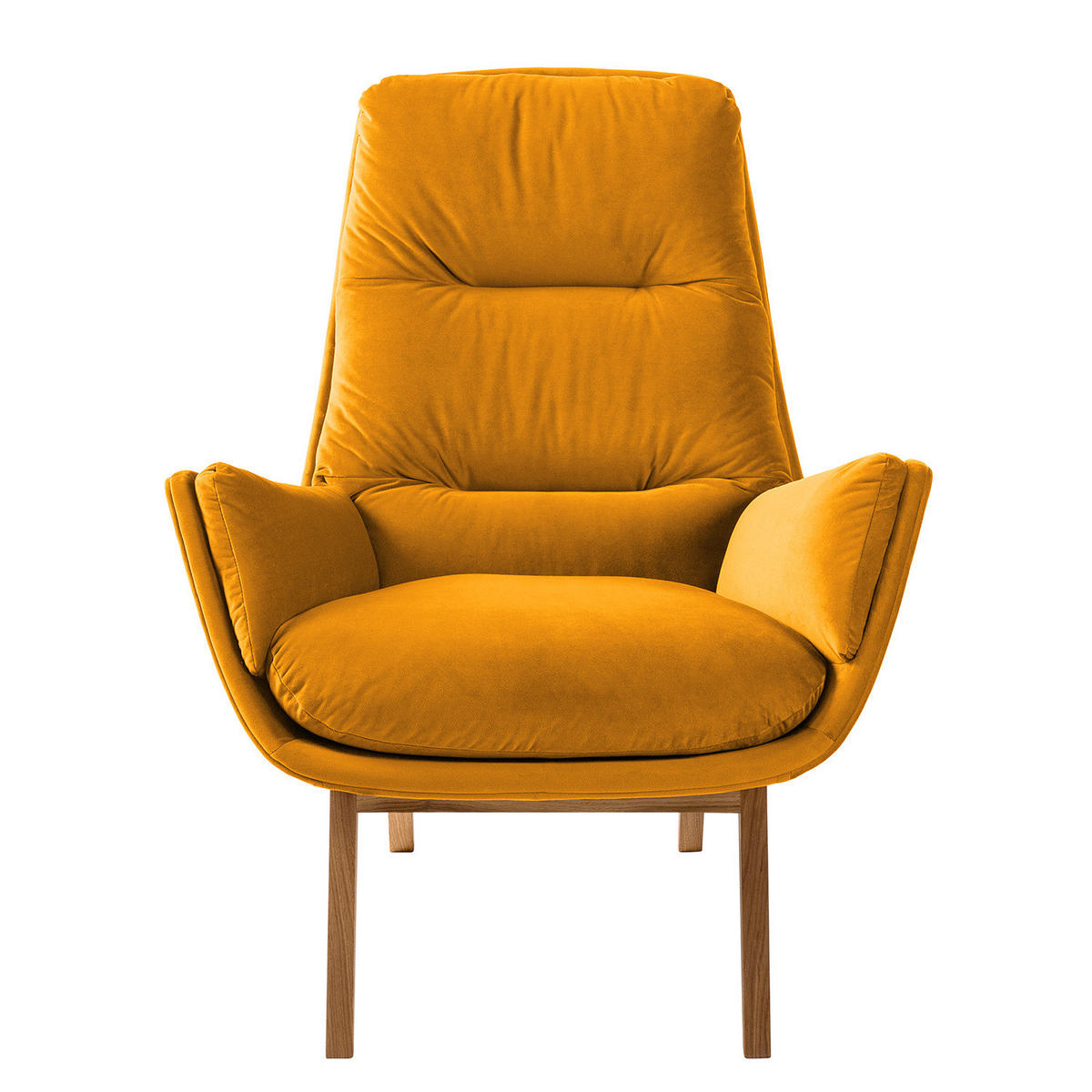 SESSEL mit Holzfüßen - Eichefarben/Gelb, Eichenholz/Textil (83/95/97cm) - home24