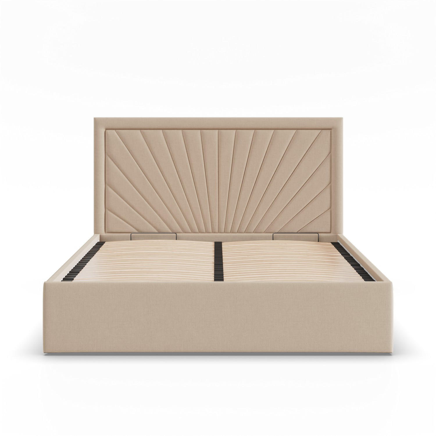 POLSTERBETT MIT KOPFTEIL 140x200 mit Bettkasten VASTO, Beige - Beige, Textil (140/200cm) - Mebligo