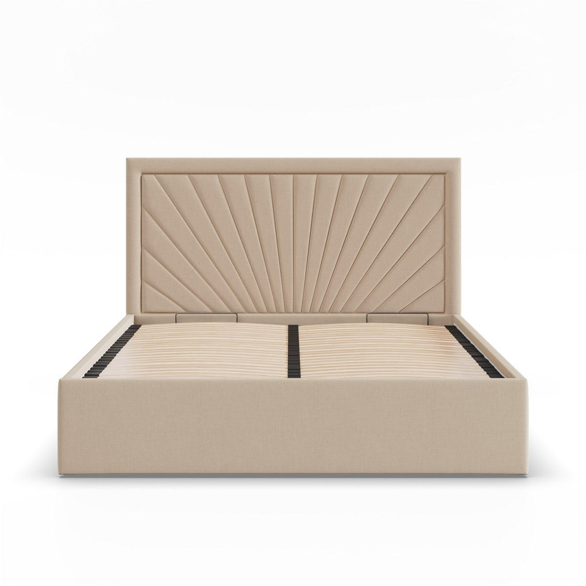 POLSTERBETT MIT KOPFTEIL 180x200 mit Bettkasten VASTO, Beige - Beige, Textil (180/200cm) - Mebligo