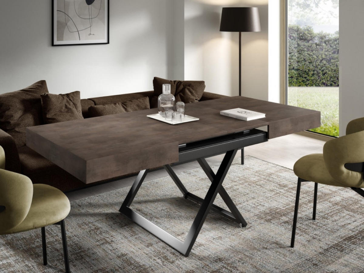 TISCH Dark Grey SIENNA Modern U-Förmige Beine Chicago Concrete - Braun/Grau, Holzwerkstoff (80/80/80cm) - Sepro Meble