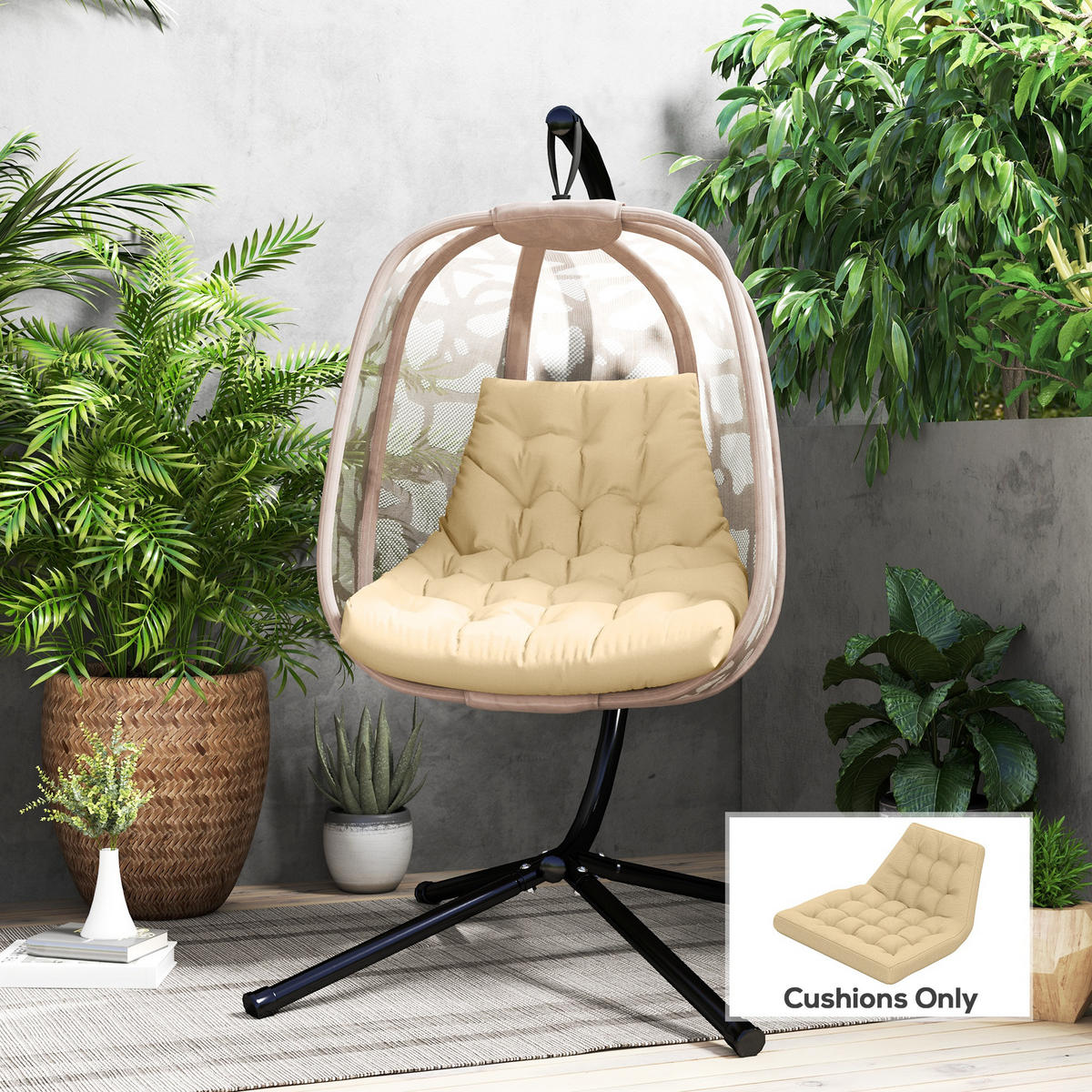 SITZKISSEN für Hängekorb, Beige - Beige, Kunststoff (100/8/120cm) - Outsunny