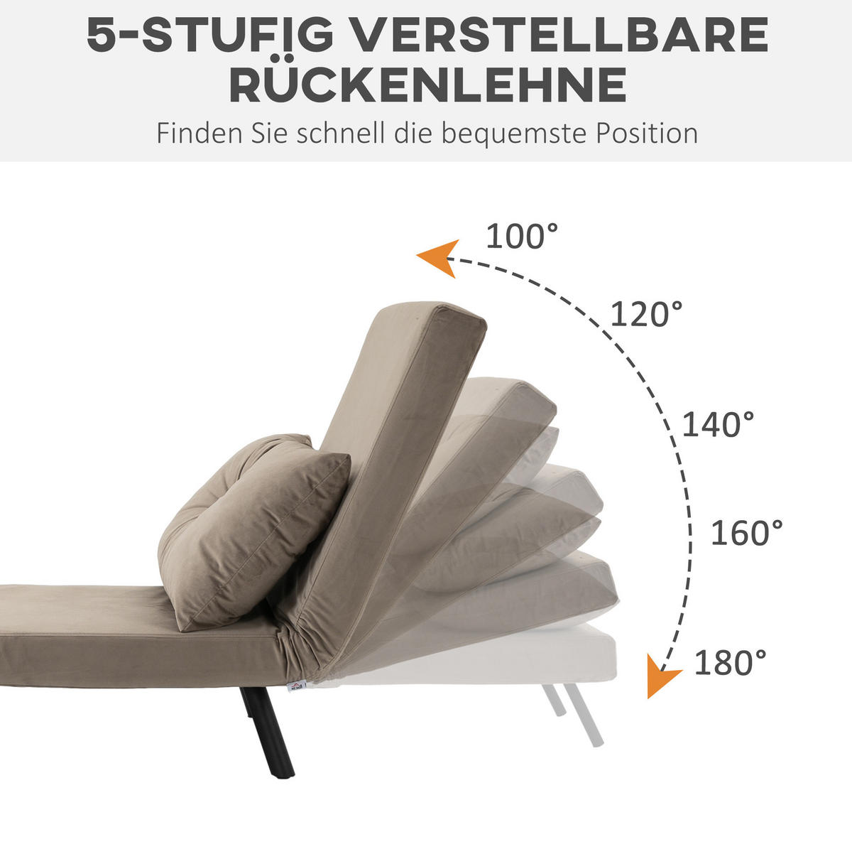 SCHLAFSESSEL in Hellgrau 73x63x81 cm mit Bettfunktion und 5-fach verstellbarer Rückenlehne - Hellgrau, Metall (63/81/73cm) - IVMEU