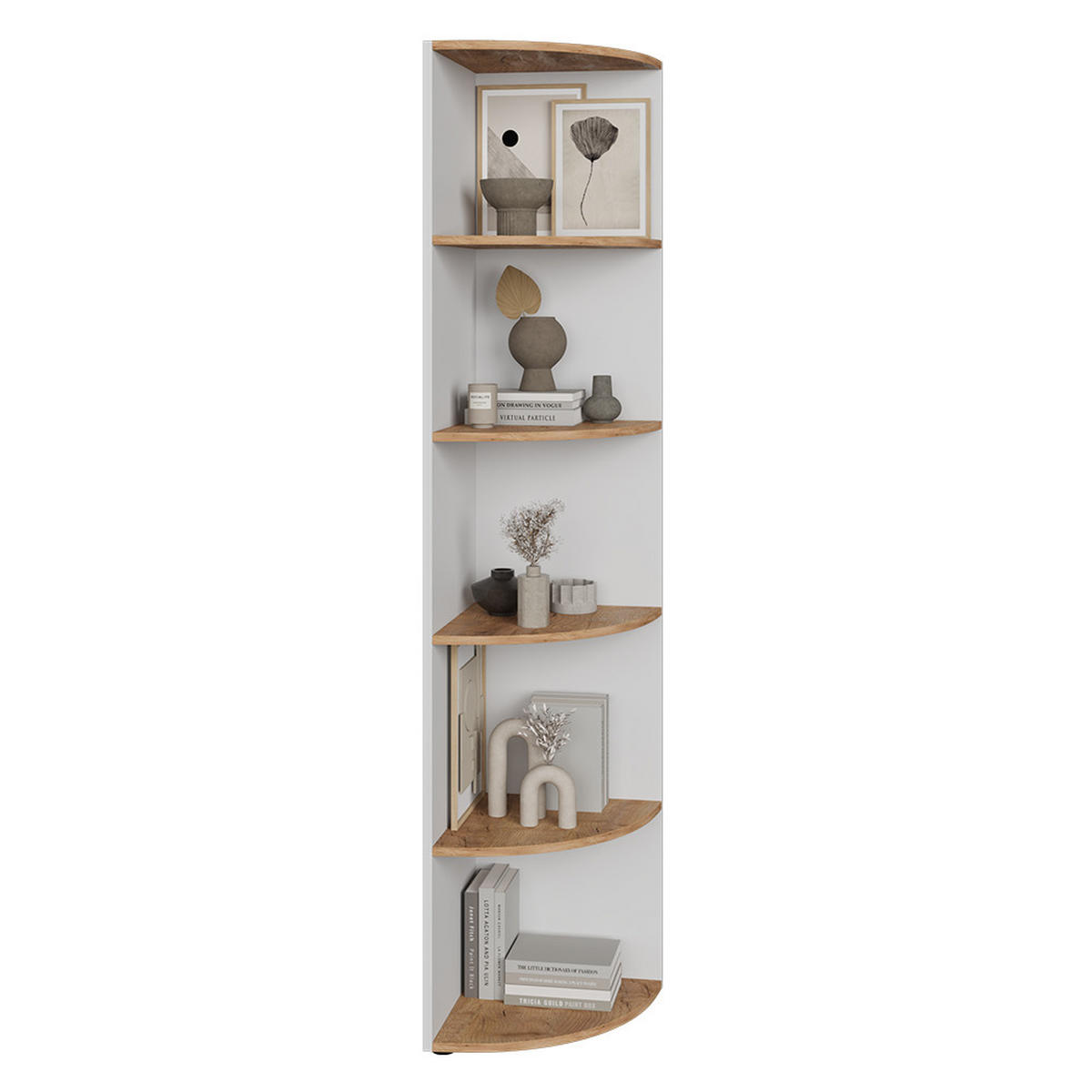ECKREGAL Ecki Weiß/Goldkraft Eiche 40 x 180.6 cm - Eiche Wotan/Weiß, Holzwerkstoff (40/180/40cm) - Vicco