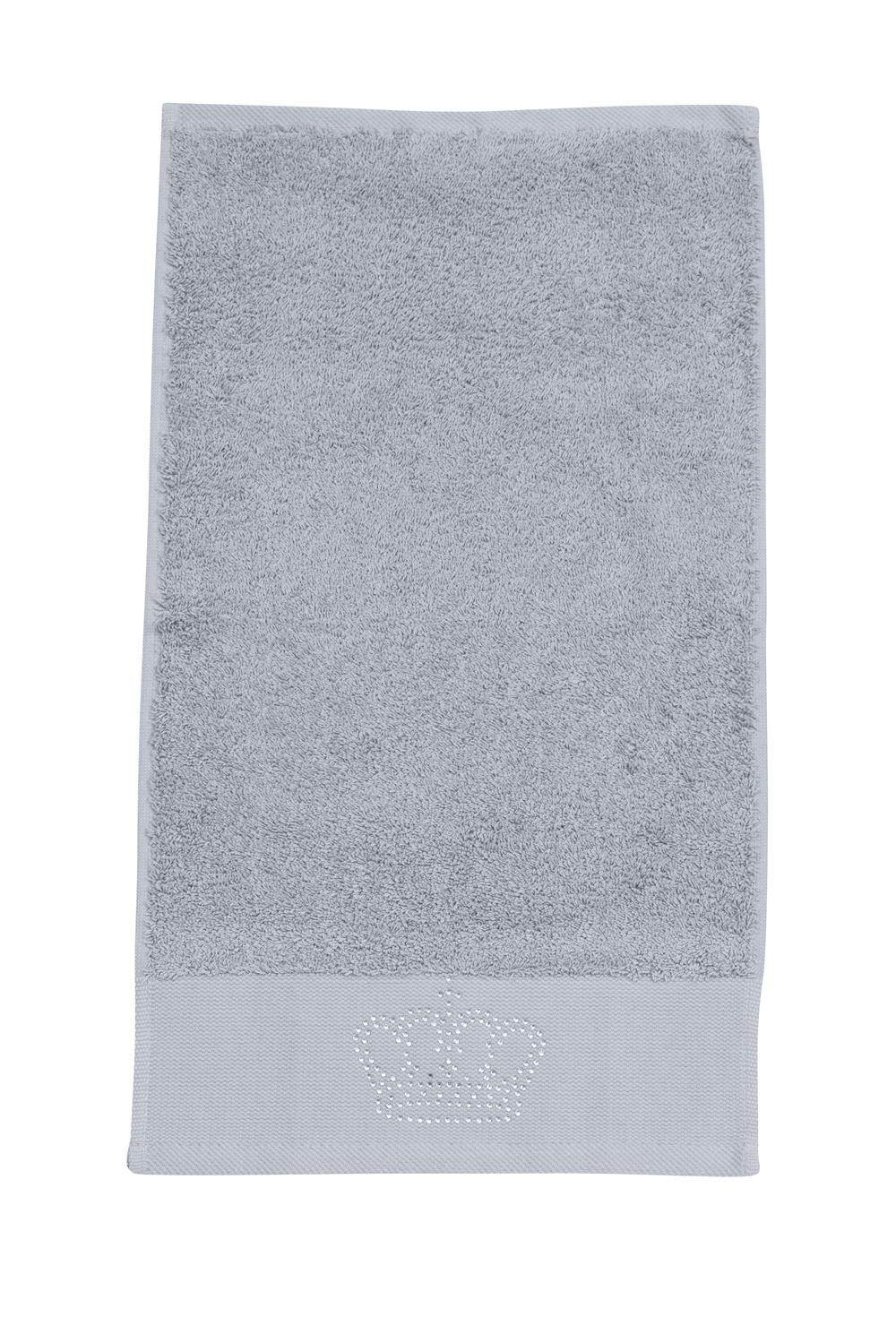 GÄSTEHANDTÜCHER Black Line Stone Krone silber 2er Set - Hellgrau, Textil (30/50cm) - done
