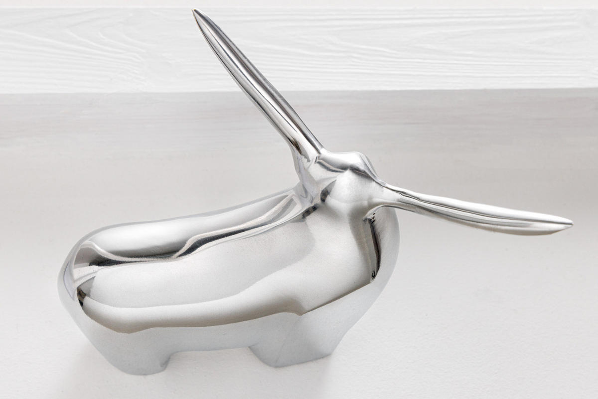 DEKORATION BIG BULL Metall Silber 15 cm - Silberfarben, Metall (16/15/11cm) - riess-ambiente