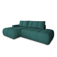 ECKSOFA FLUMA CL L-S Blau Samtstoff mit Schlaffunktion - Blau, Holzwerkstoff/Textil (279/158cm) - MASSENO