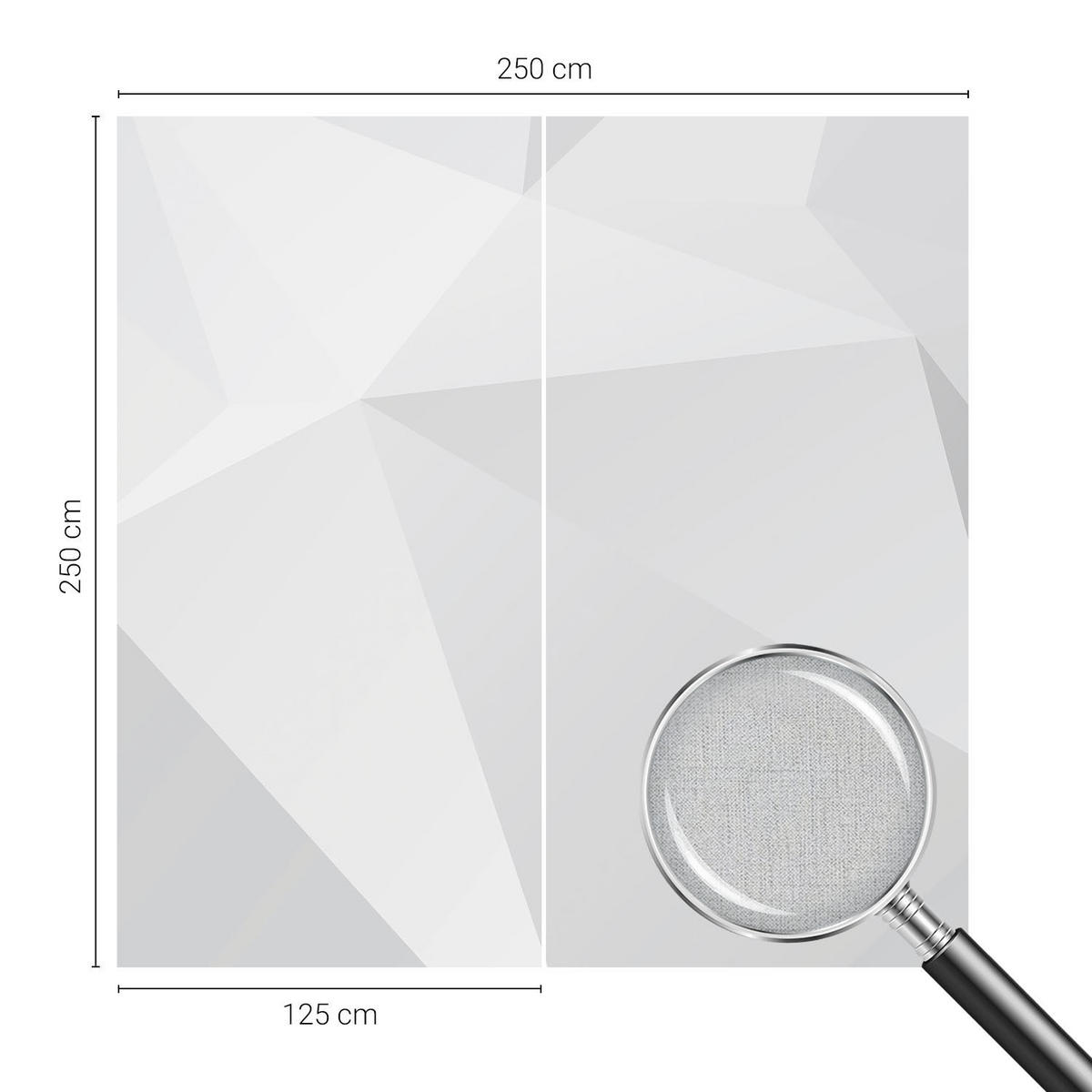 FOTOTAPETE 250x250 cm - Graue Dreiecke - Weiß, Textil (250/250cm) - Wallfluent