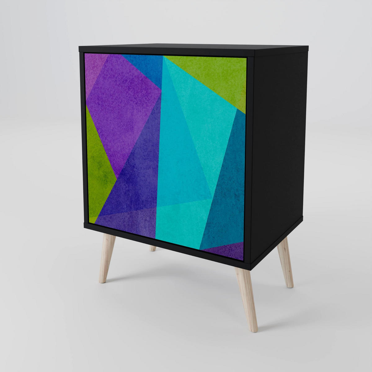 SIDEBOARD COLD SHOWCASE, Schwarz, 57,5x42x72,5 cm, Schwarze Metallfüße - Multicolor/Schwarz, Holzwerkstoff/Metall (57.5/72.5/42cm) - SpaceRebels