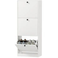 SCHUHSCHRANK 47/26/120 cm mit 3 Klappen und verstellbaren Einlegeböden, platzsparend, Weiß - Weiß, Holz (47/120/26cm) - Redom