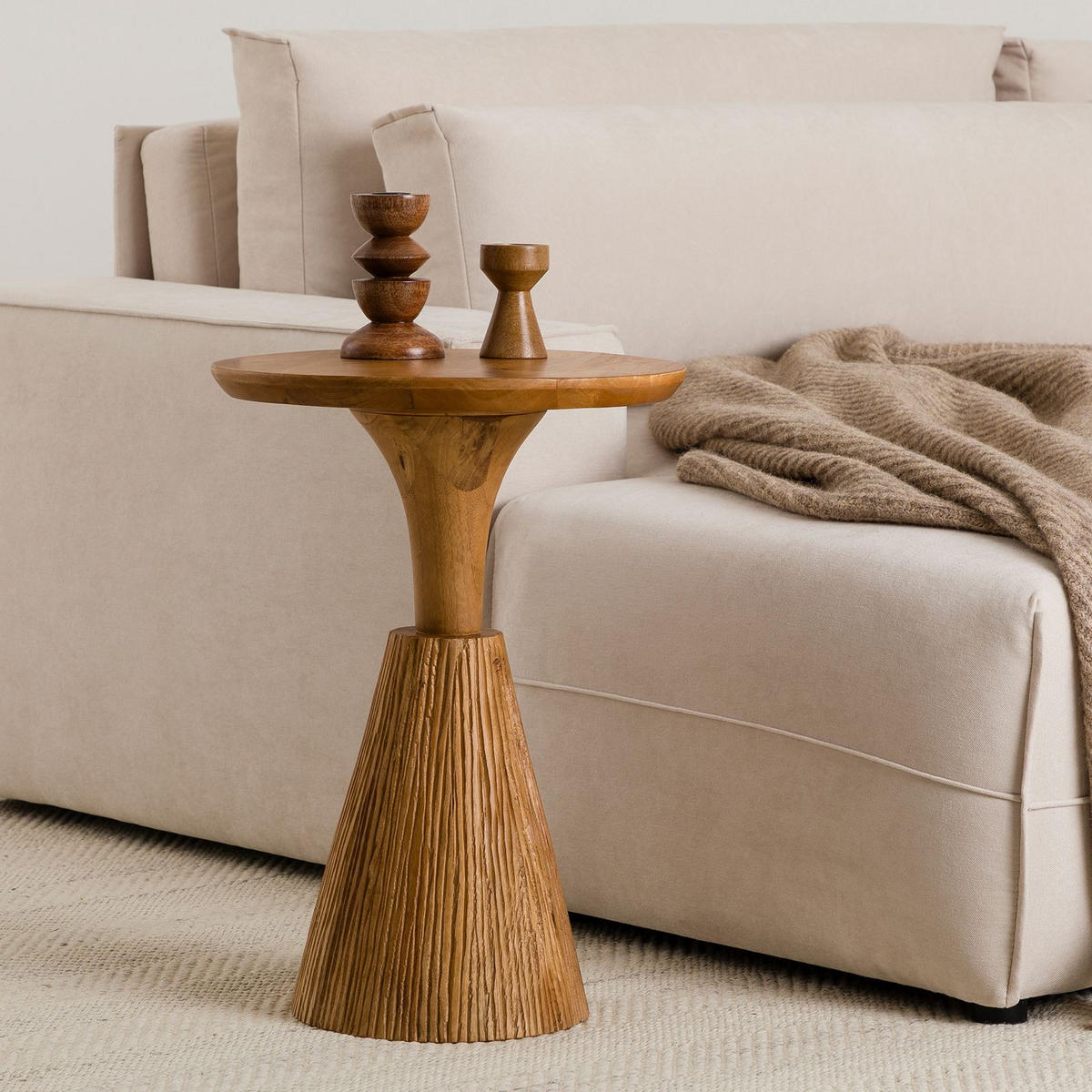 BEISTELLTISCH BHIMA natur - Naturfarben, Holz (40/40/56cm) - IDIMEX