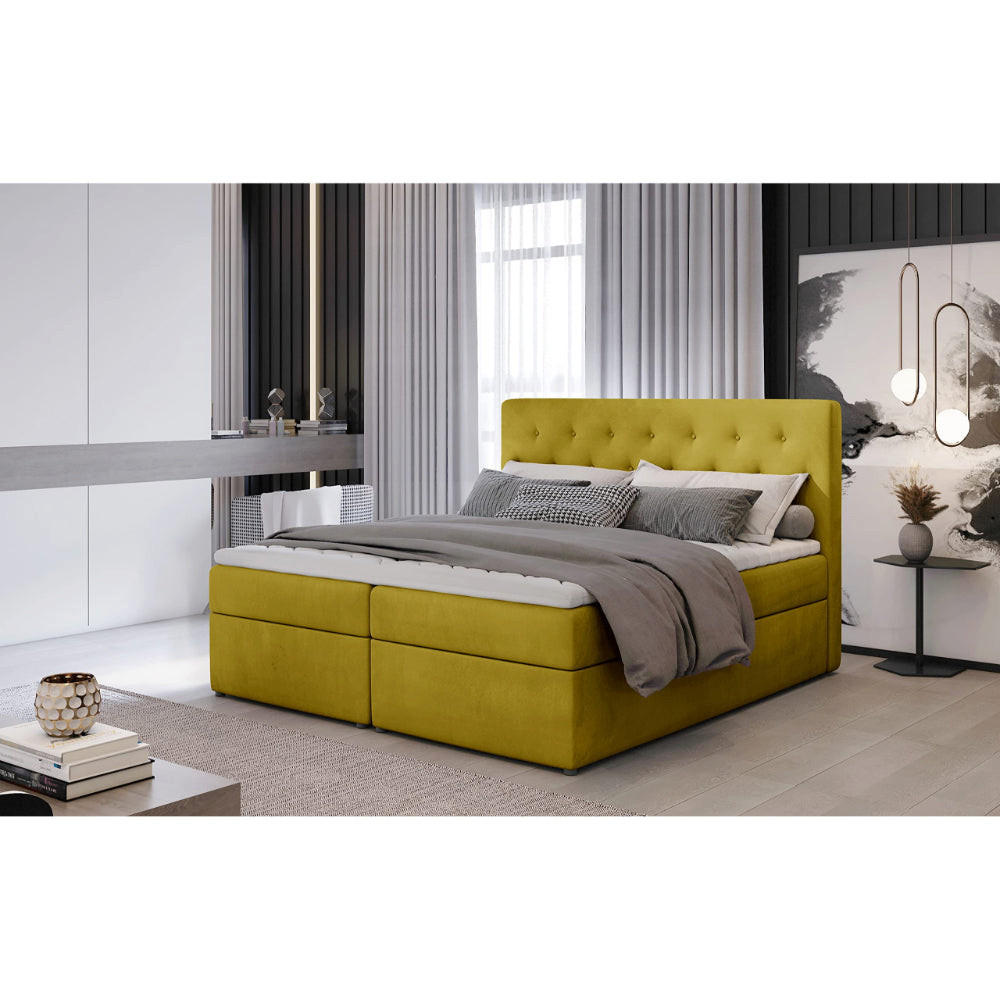 BOXBETT Loree Bonellfederkern - Gelb, Holz/Holzwerkstoff (140/200cm) - Best For Home