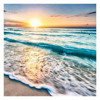 FOTOTAPETE Sonnenuntergang am Strand 288/288 cm - Blau, Papier (288/288cm) - Bilderwelten