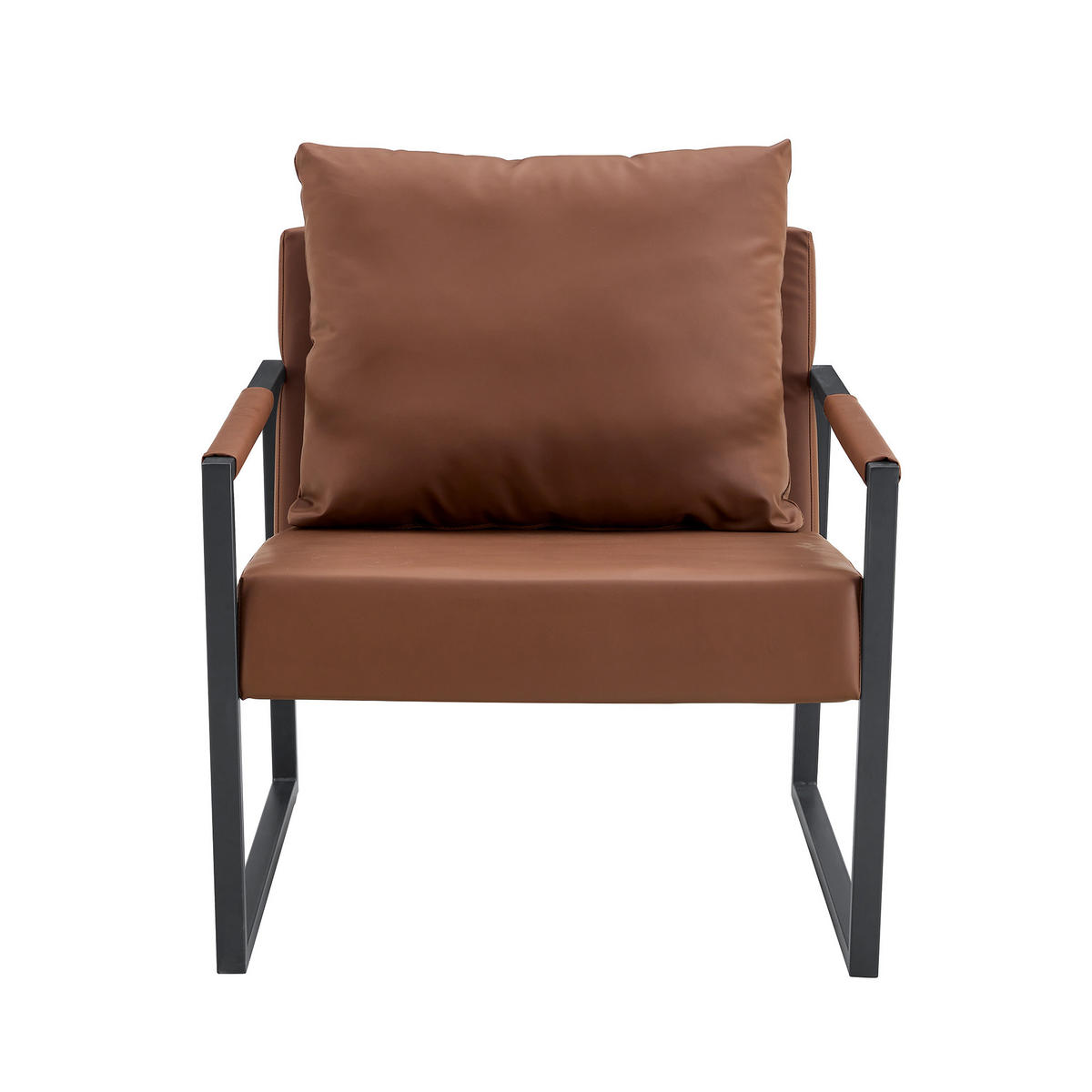 SESSEL mit schwarzem Metallrahmen, DE-42370, Braun - Braun, Metall (75.5/75.2/68.6cm) - ComfortXL