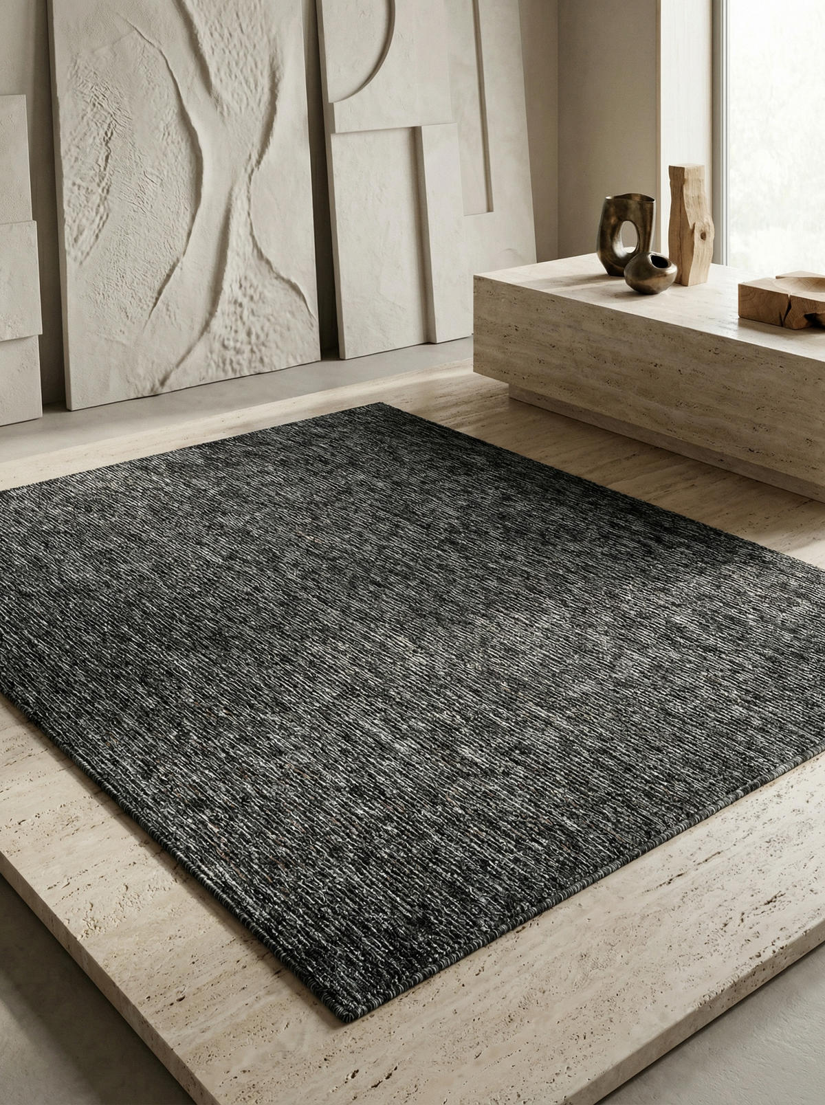 KURZFLORTEPPICH AMMER, einfarbig, Anthrazit, 160 x 230 cm - Anthrazit, Textil (230/160cm) - KADIMA DESIGN