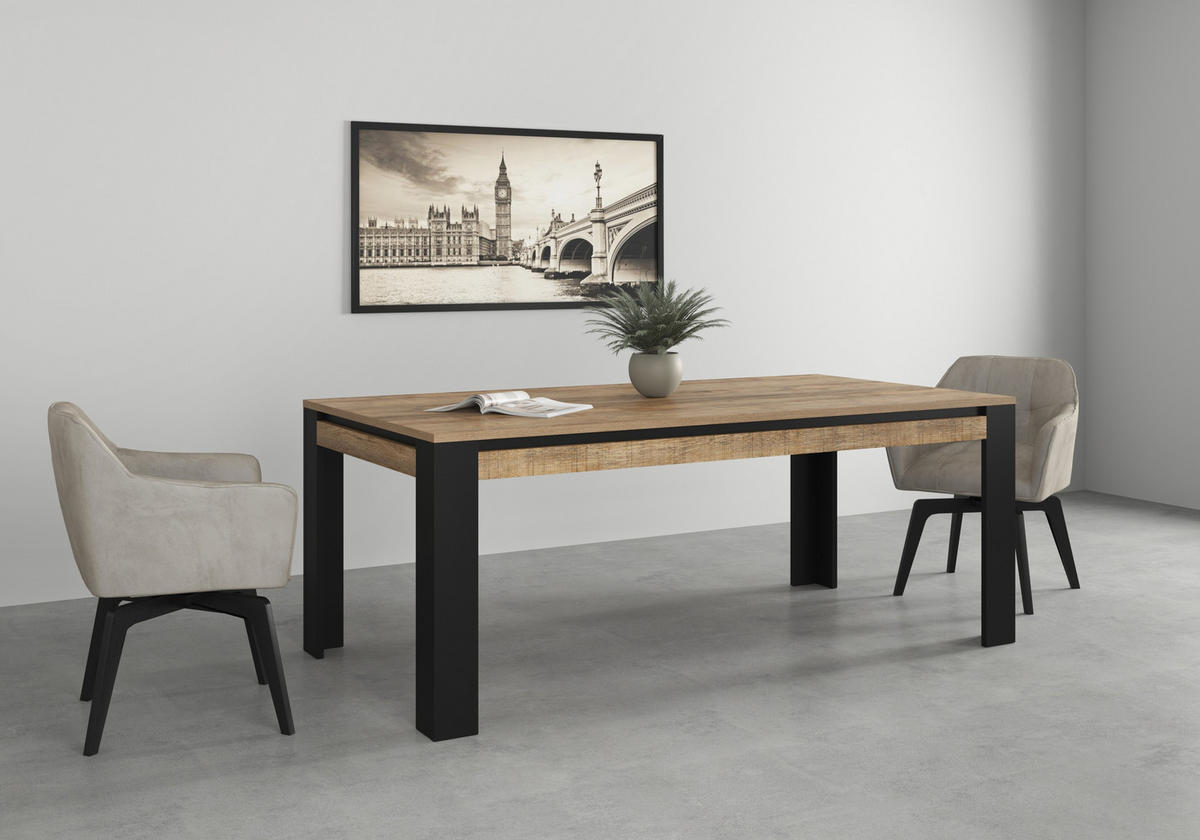 ESSTISCH DAVOR 195 x 100 x 77 cm - Schwarz, Holz (195/100/77cm) - MASSENO