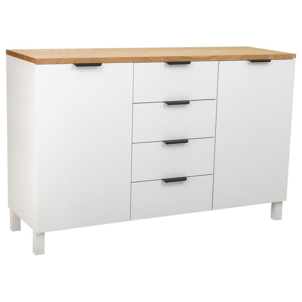 ANRICHTE aus Holz mit 4 Schubladen und 2 Türen 124x40x80 - Weiß, Holz (124/80/40cm) - Wanderlust