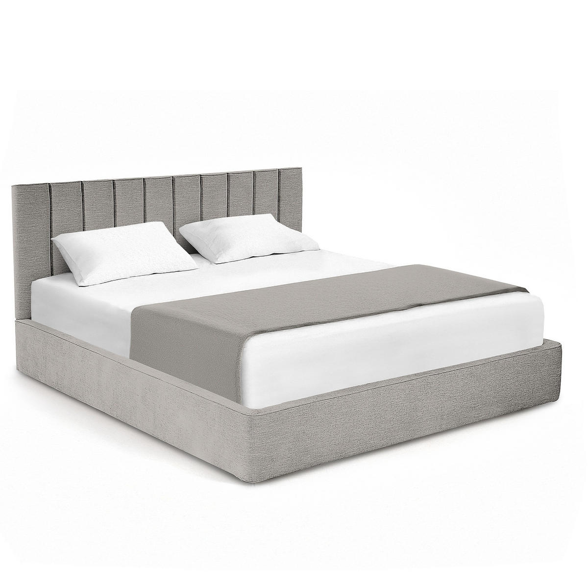 POLSTERBETT - Hellgrau, Textil (200/200cm) - home24