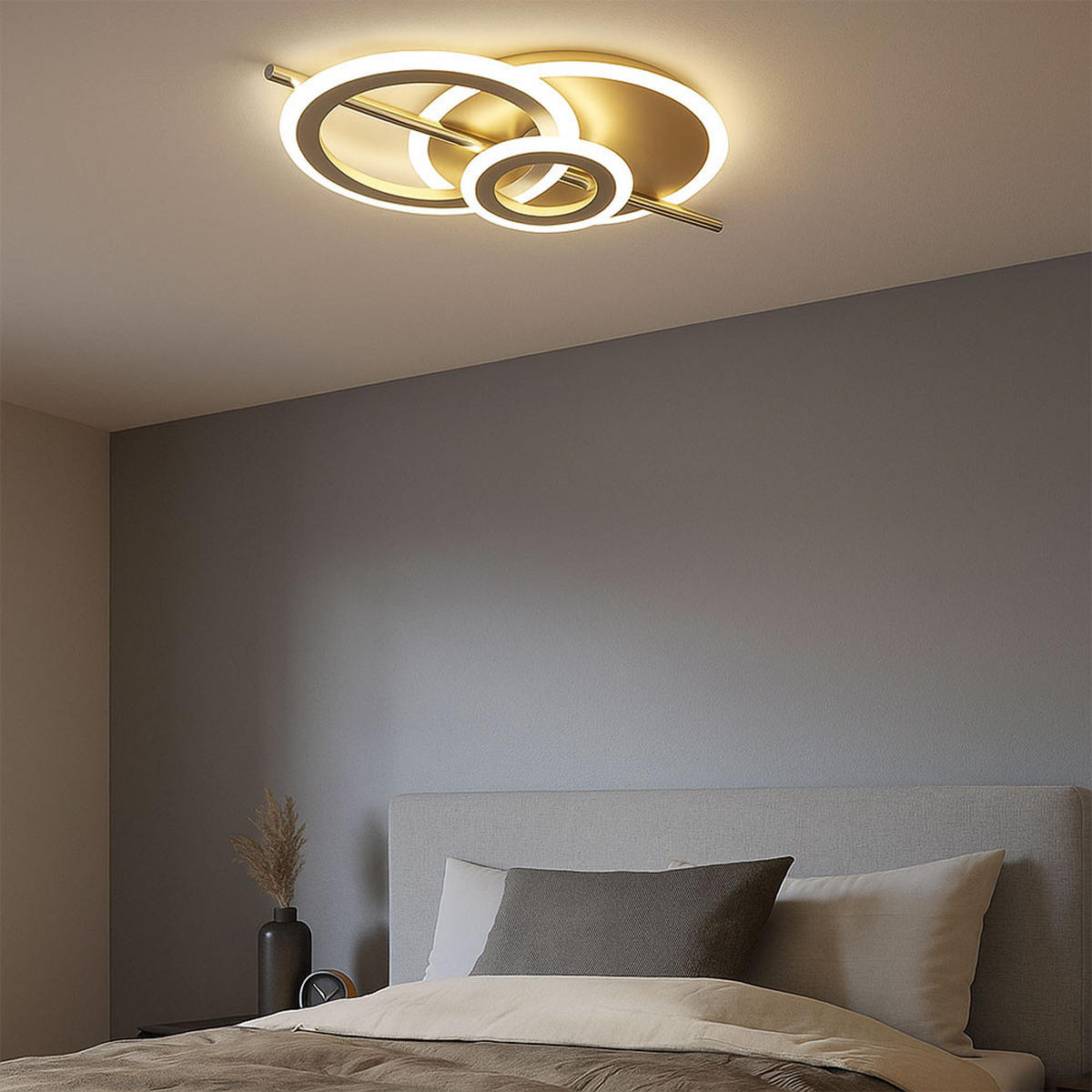 LED DECKENLEUCHTE NORRIS Champagner verchromt - Champagner, Metall (55/32/8.5cm) - Globo Lighting