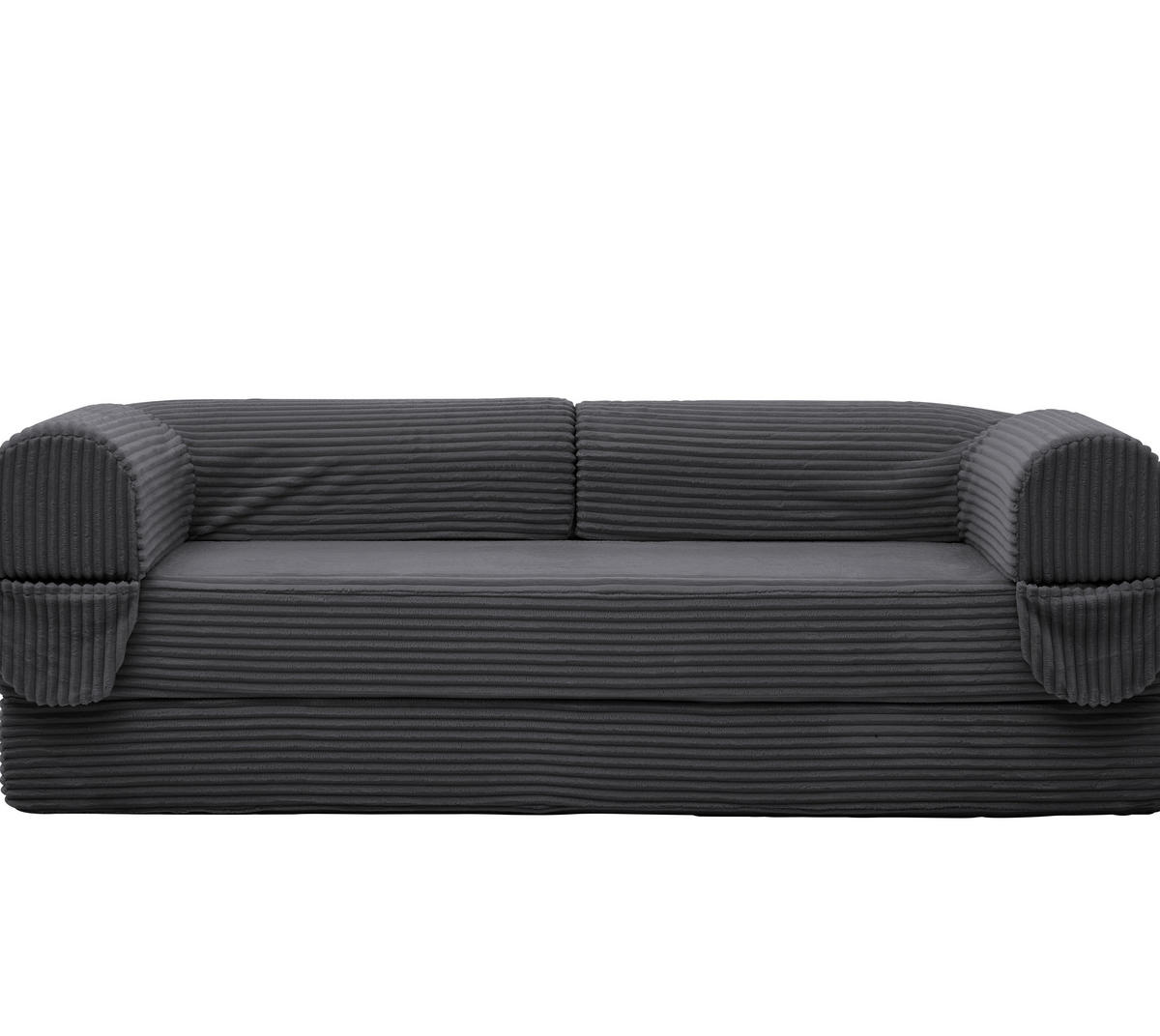SCHLAFSOFA in Grau aus Cord mit bodennaher Konstruktion - Grau, Textil/Metall (202/62/84cm) - CHICFURN