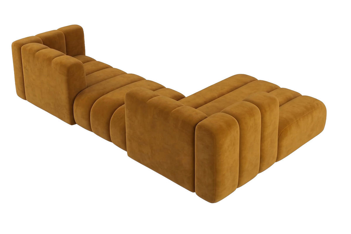 ECKSOFA Modulares In L-Form, Velvet-Stoff Riviera, Senffarbe, Rechts, GRAND 319 cm - Gelb, Holz (319/175cm) - Kaiser Möbel